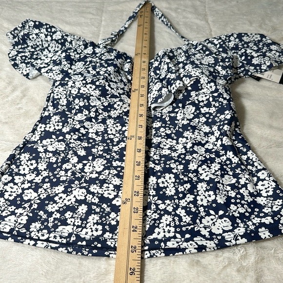 Island Escape Bliss Printed La Flor Ruffled Off-the-Shoulder Tankini Top 6 NEW - Picture 11 of 16